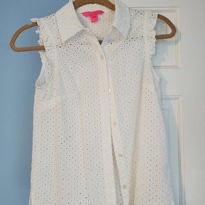Lilly Pulitzer Lenox white eyelet buttondown top size 00